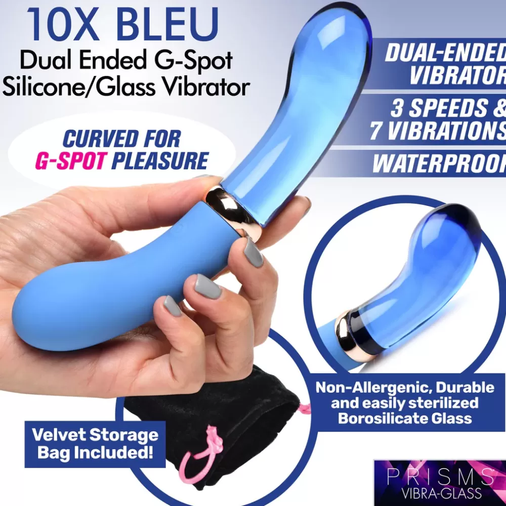 Hot Healthy & Active 10X Bleu Dual Ended G-Spot Silicone and Glass Vibrator