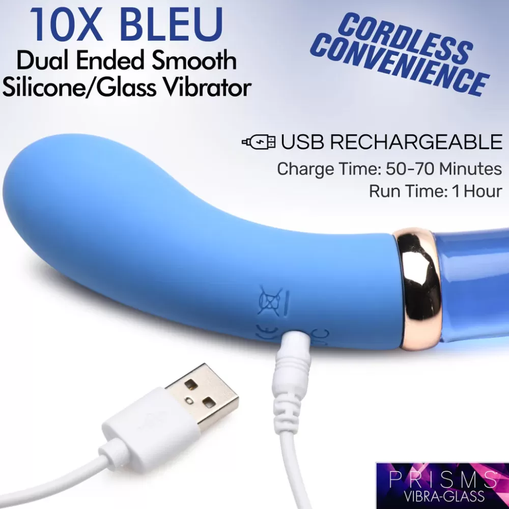 Hot Healthy & Active 10X Bleu Dual Ended G-Spot Silicone and Glass Vibrator