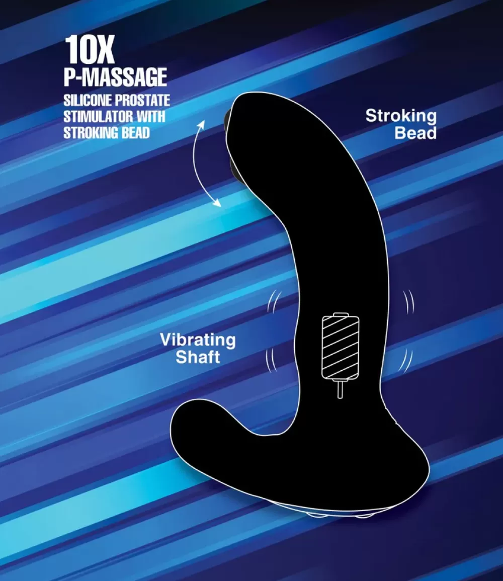 Best Healthy & Active 10X P-Massage Silicone Prostate Stimulator with Stroking Bead
