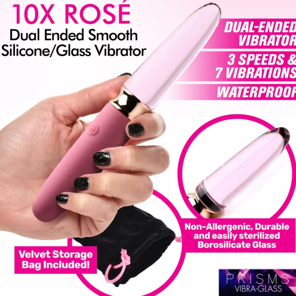 Hot Healthy & Active 10X Rosé Dual Ended Smooth Silicone and Glass Vibrator