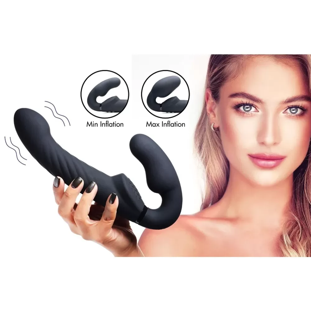 Cheap Healthy & Active 10X Swirl Ergo-Fit Inflatable & Vibrating Strapless Strap-On
