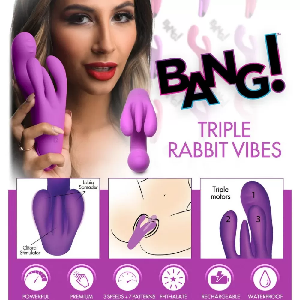Outlet Healthy & Active 10X Triple Rabbit Silicone Vibrator