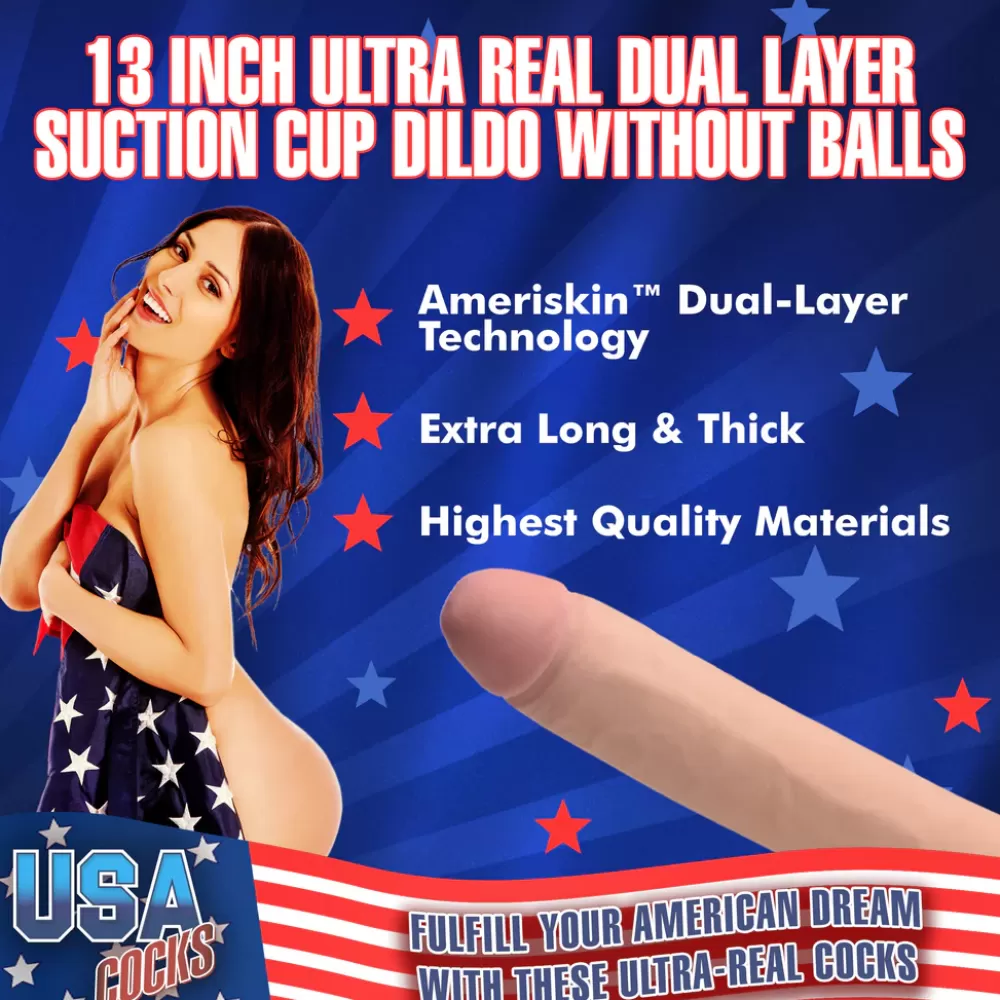 Outlet Healthy & Active 13 Inch Ultra Real Dual Layer Suction Cup Dildo without Balls