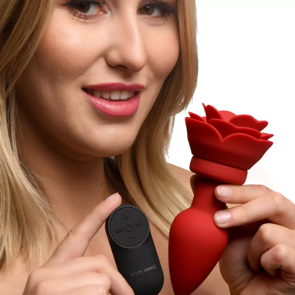 Best Sale Healthy & Active 28X Silicone Vibrating Rose Anal Plug with Remote