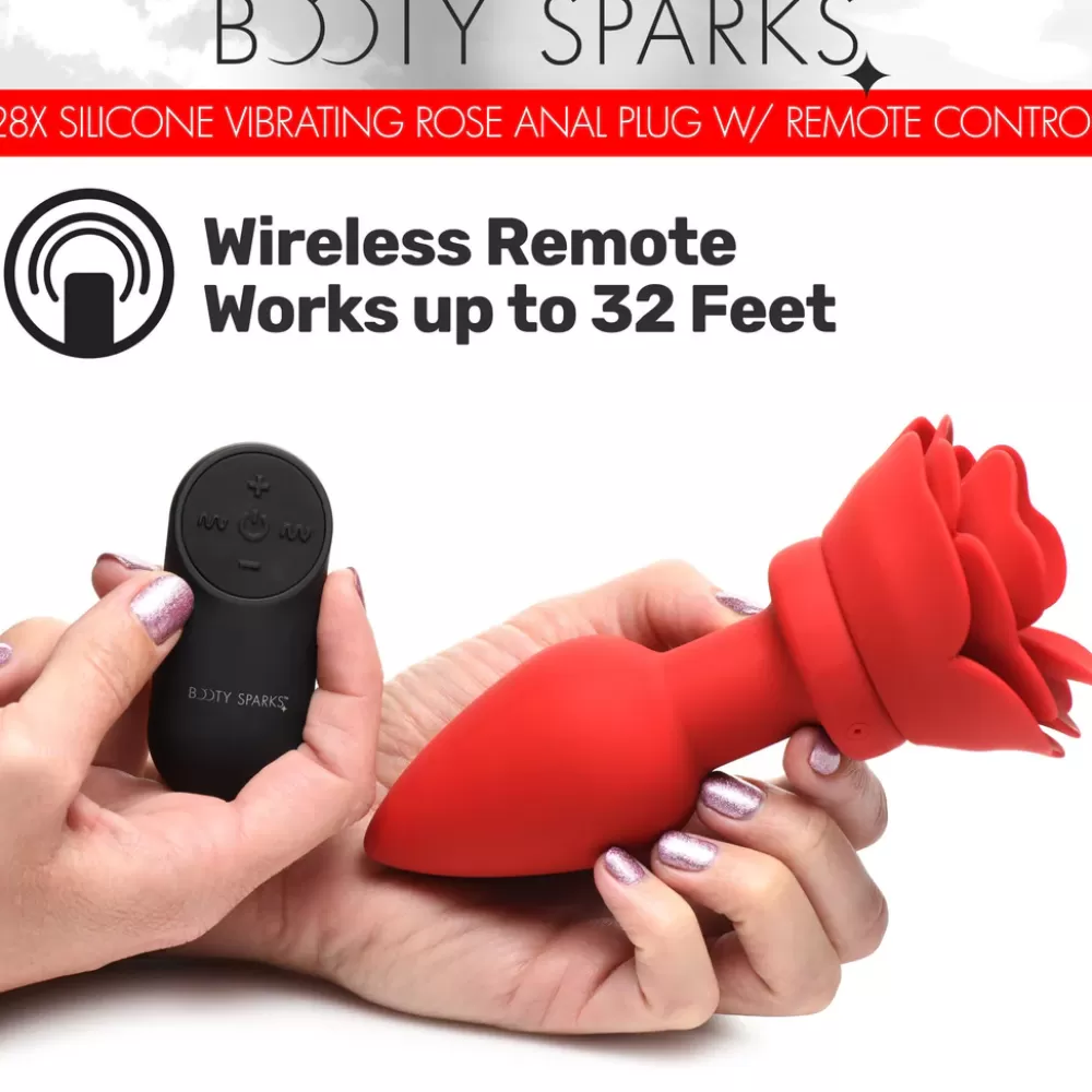 Best Sale Healthy & Active 28X Silicone Vibrating Rose Anal Plug with Remote