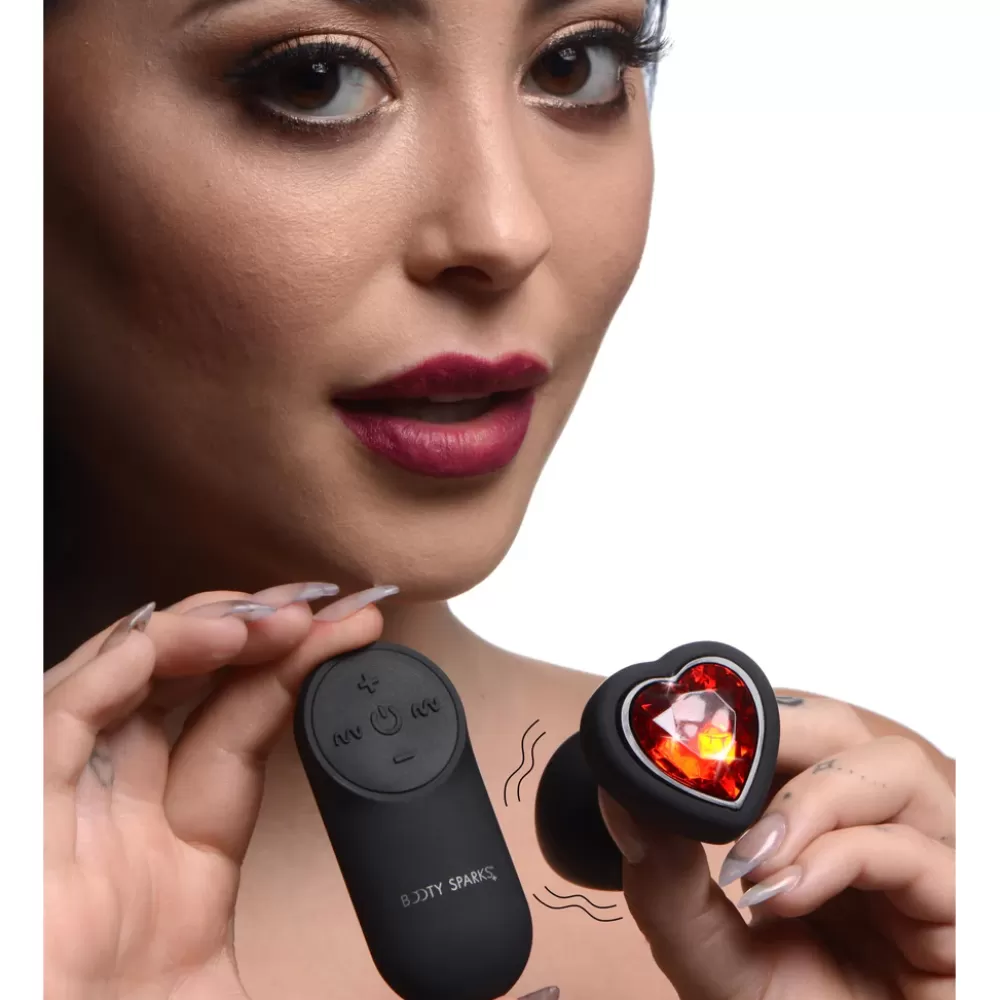 Store Healthy & Active 28X Vibrating Silicone Red Heart Anal Plug