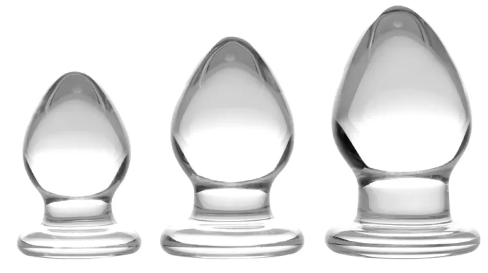 Clearance Healthy & Active 3 Piece Glass Anal Plug Kit
