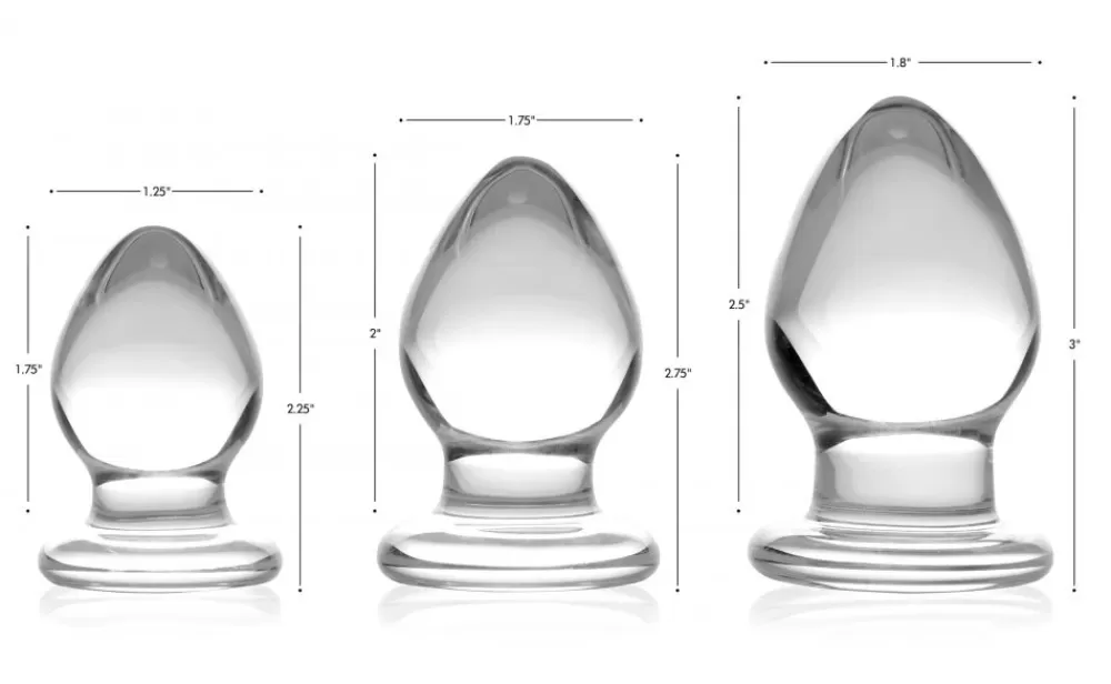 Clearance Healthy & Active 3 Piece Glass Anal Plug Kit