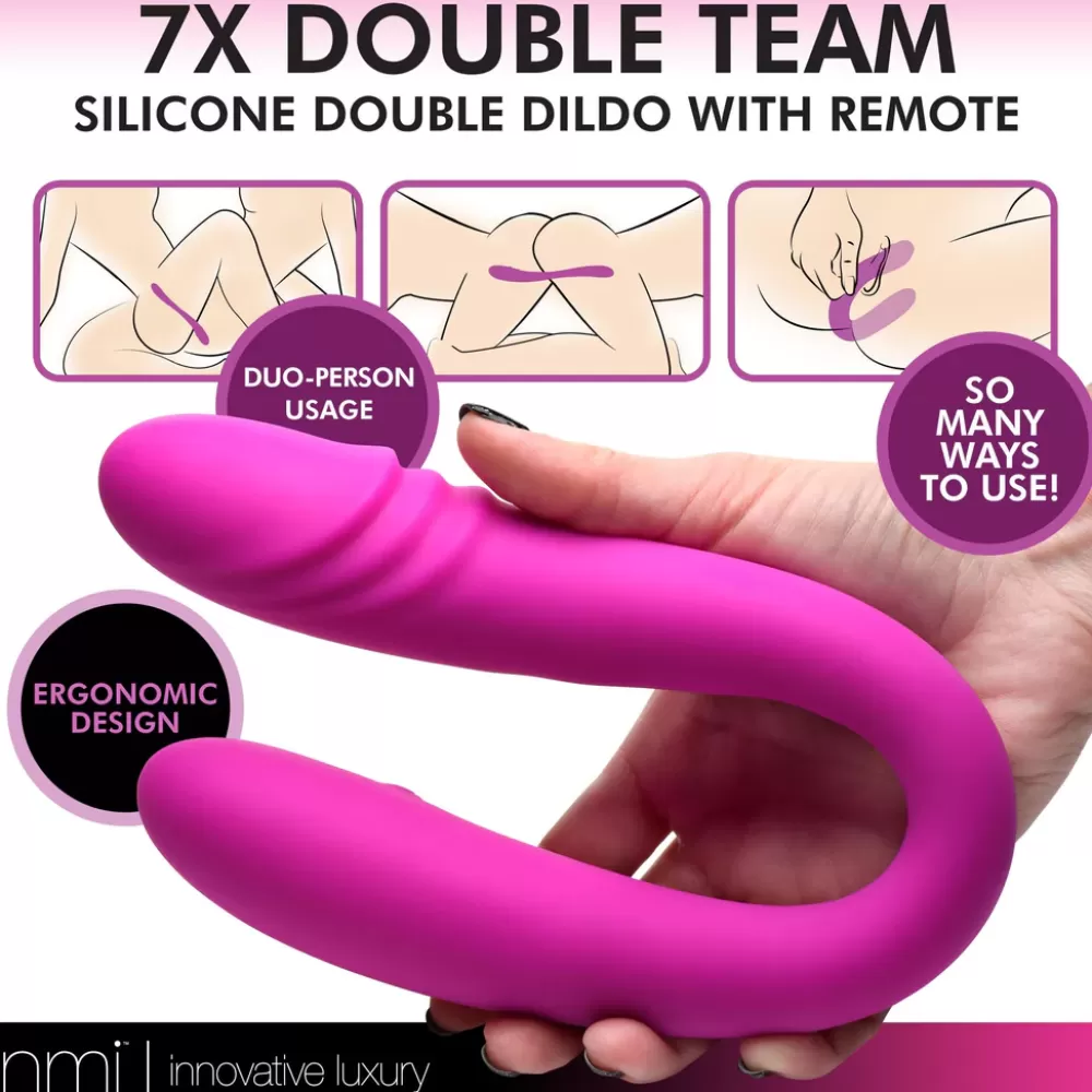 Clearance Healthy & Active 7X Double Team Silicone Double Dildo with Remote