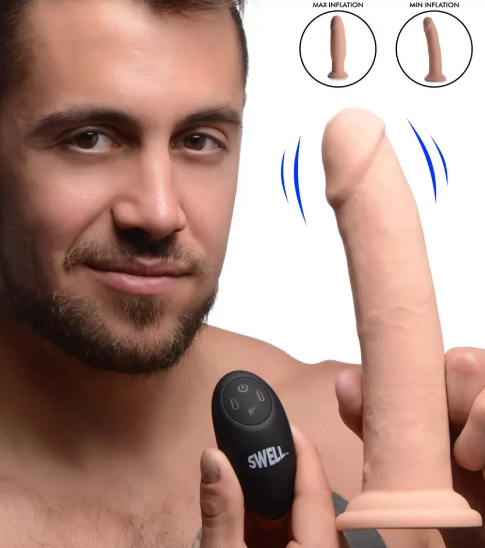 Flash Sale Healthy & Active 7X Inflatable and Vibrating Remote Control Silicone Dildo