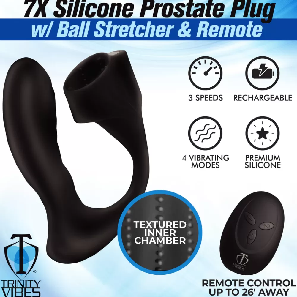 Best Sale Healthy & Active 7X Silicone Prostate Plug with Ball Stretcher and Remote