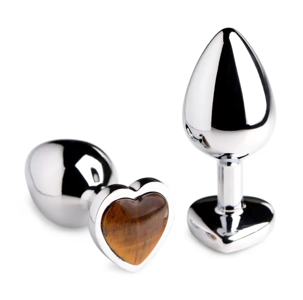 Hot Healthy & Active Authentic Tigers Eye Gemstone Heart Anal Plug