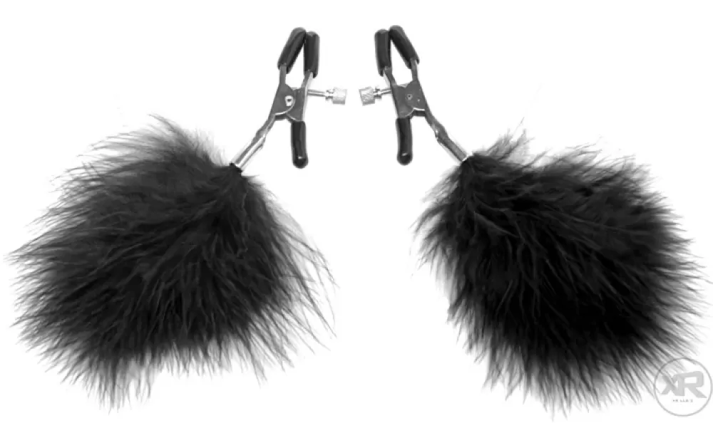 Fashion Healthy & Active Black Feather Nipple Clamps