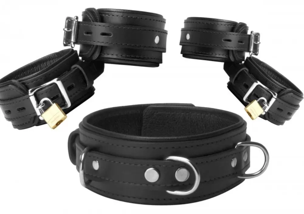 Best Sale Healthy & Active Black Premium Leather Bondage Set