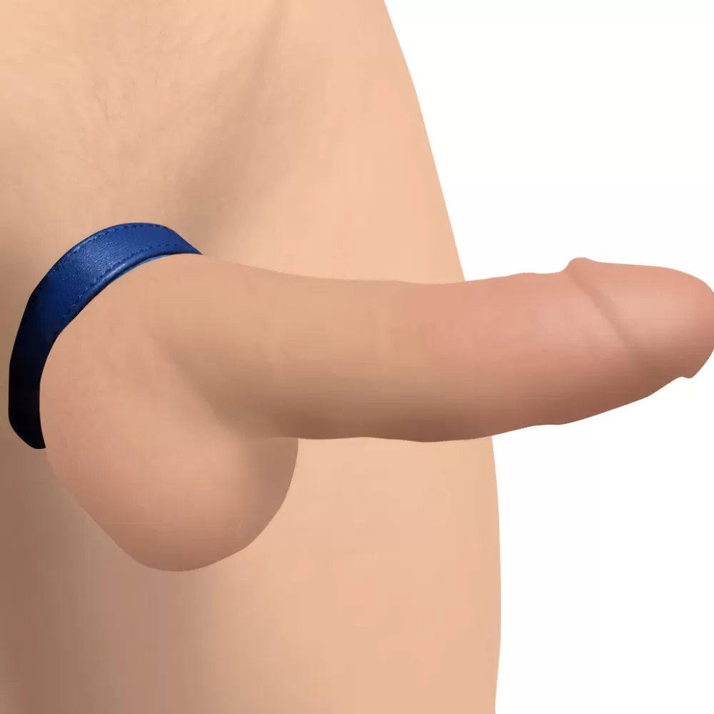 Discount Healthy & Active Blue Leather Penis Ring with Velcro