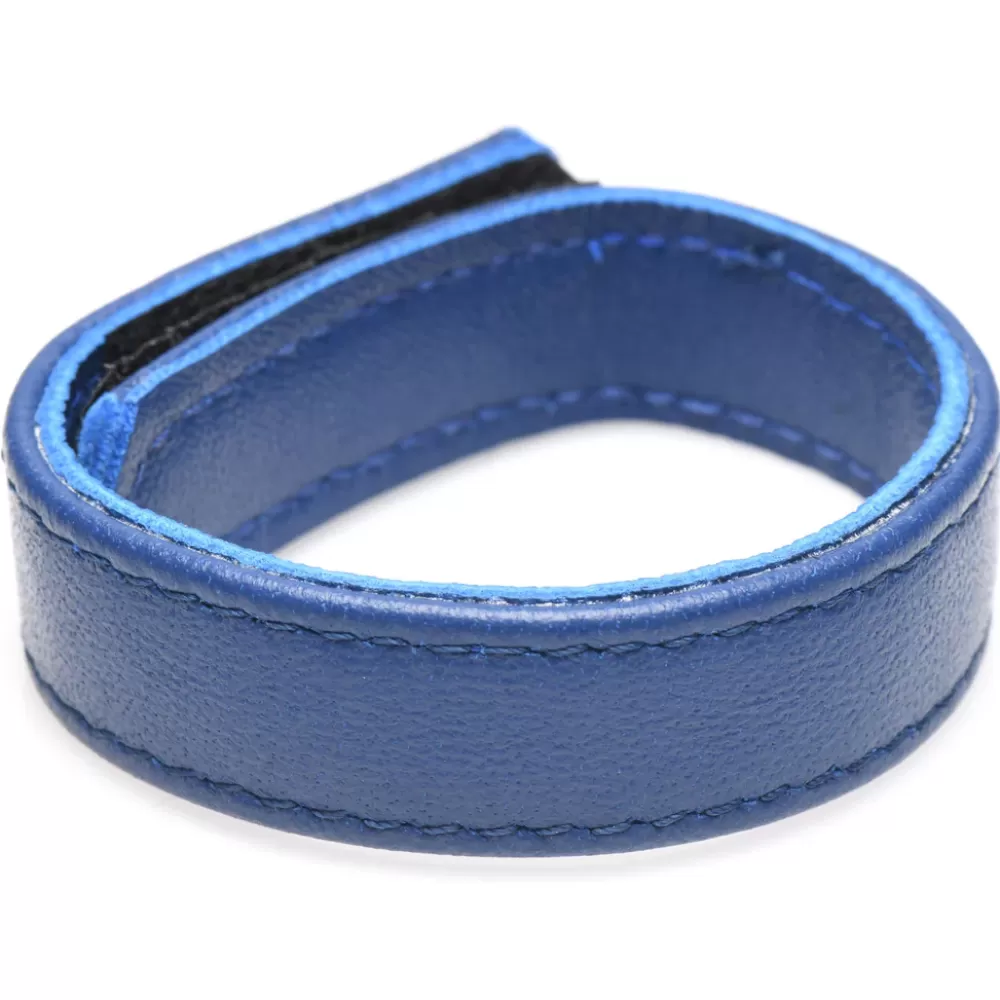 Discount Healthy & Active Blue Leather Penis Ring with Velcro