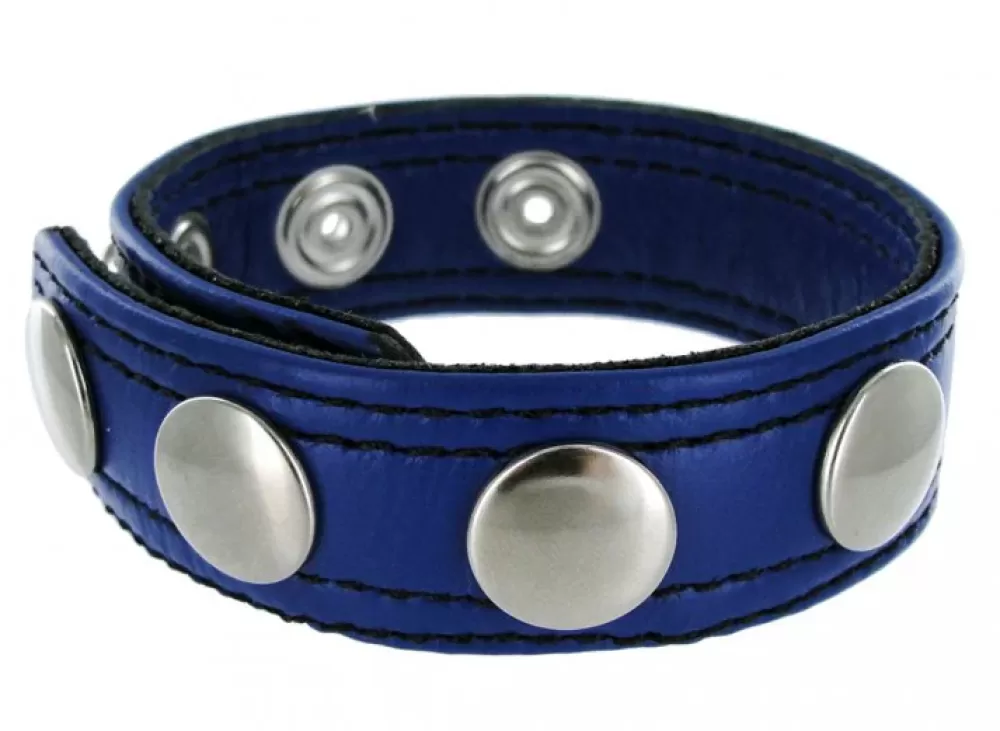 Store Healthy & Active Blue Leather Speed Snap Cock Ring