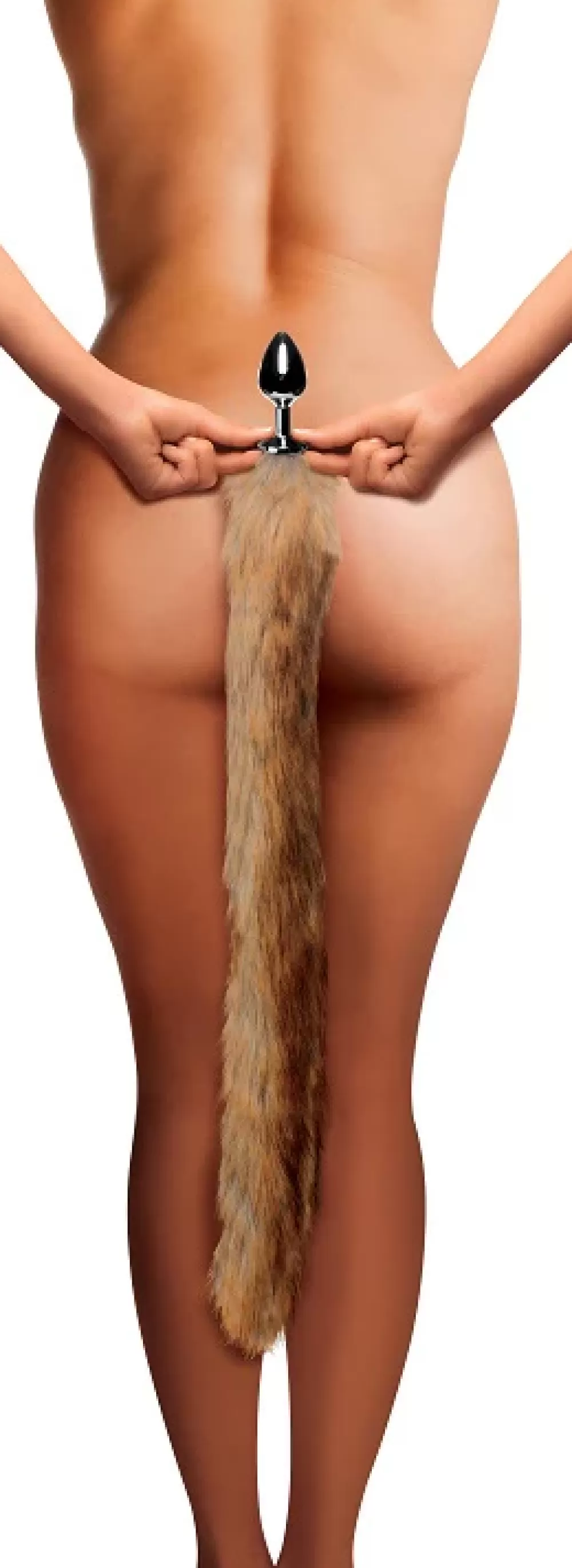 Online Healthy & Active Brown Extra Long Mink Tail Metal Anal Plug