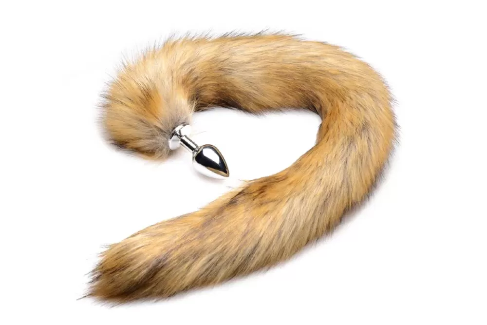 Online Healthy & Active Brown Extra Long Mink Tail Metal Anal Plug