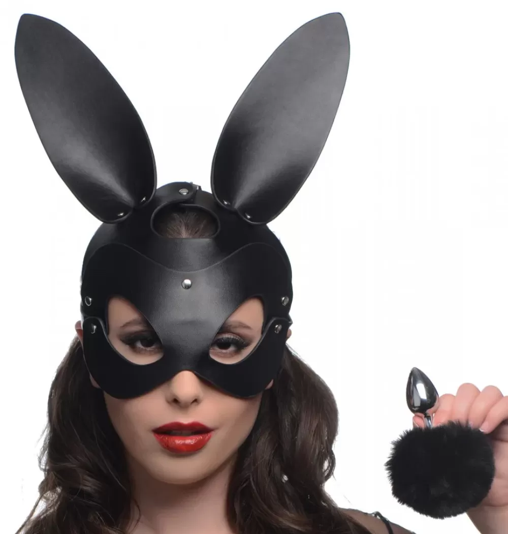 Online Healthy & Active Bunny Tail Anal Plug and Mask Set
