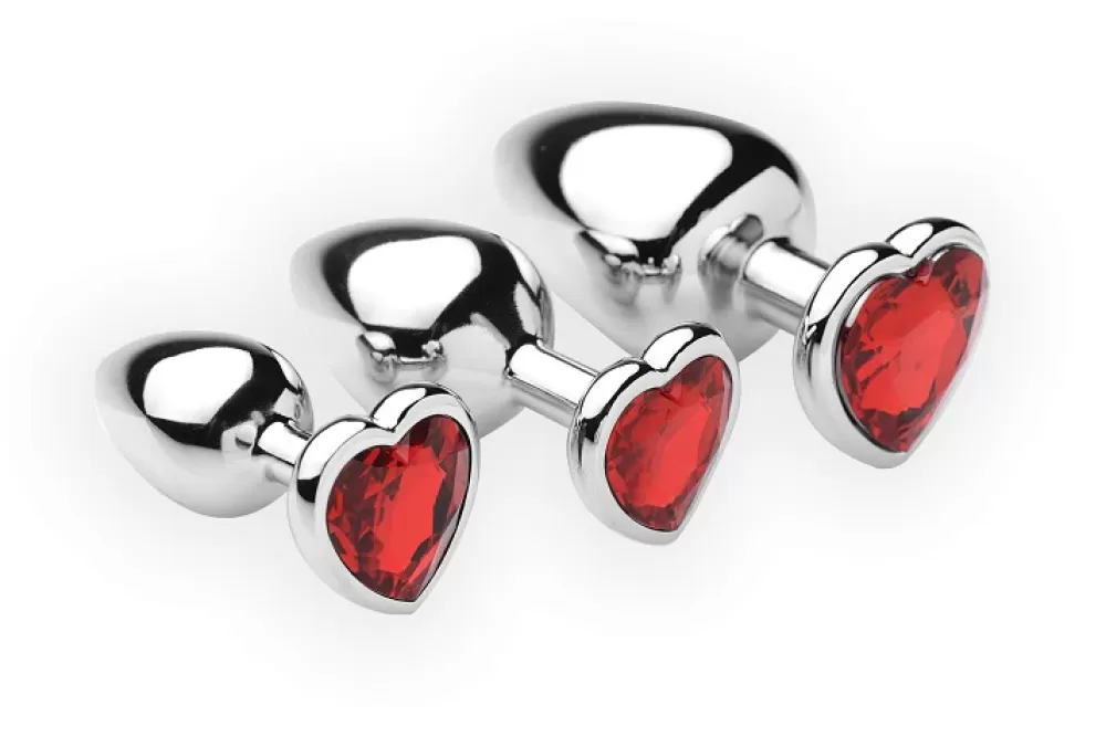 Clearance Healthy & Active Chrome Hearts 3 Piece Anal Plugs with Gem Accents