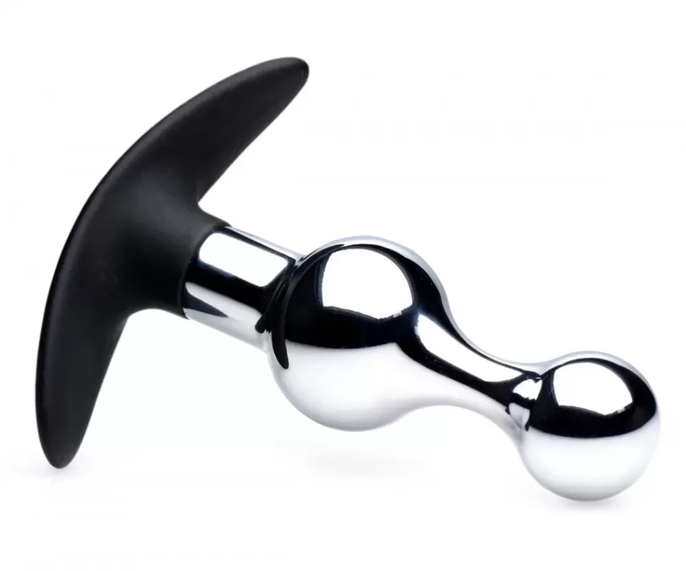 Fashion Healthy & Active Dark Drop Metal and Silicone Beaded Anal Plug