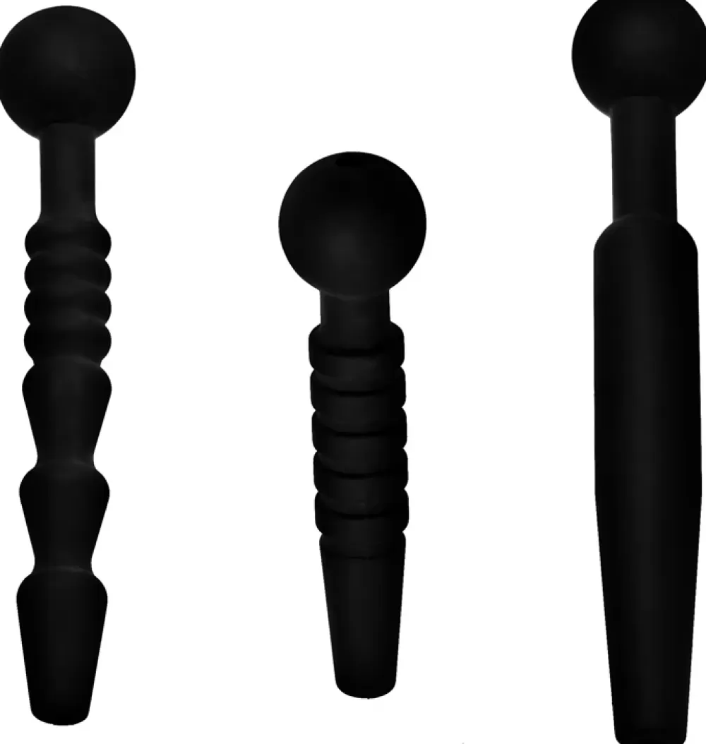 Flash Sale Healthy & Active Dark Rods 3 Piece Silicone Penis Plug Set