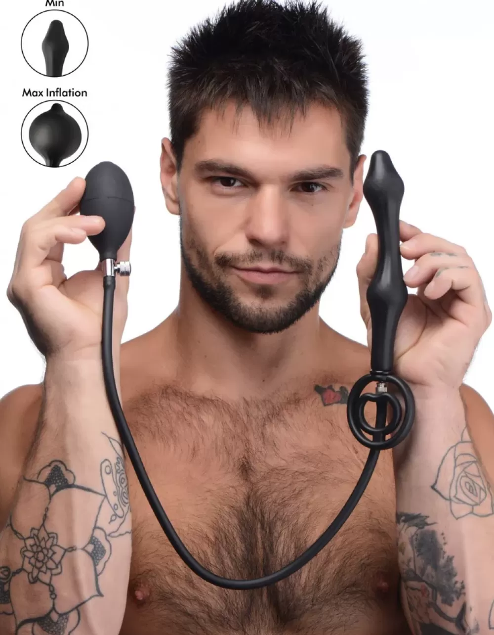 Store Healthy & Active Devils Rattle Inflatable Silicone Anal Plug with Cock and Ball Ring