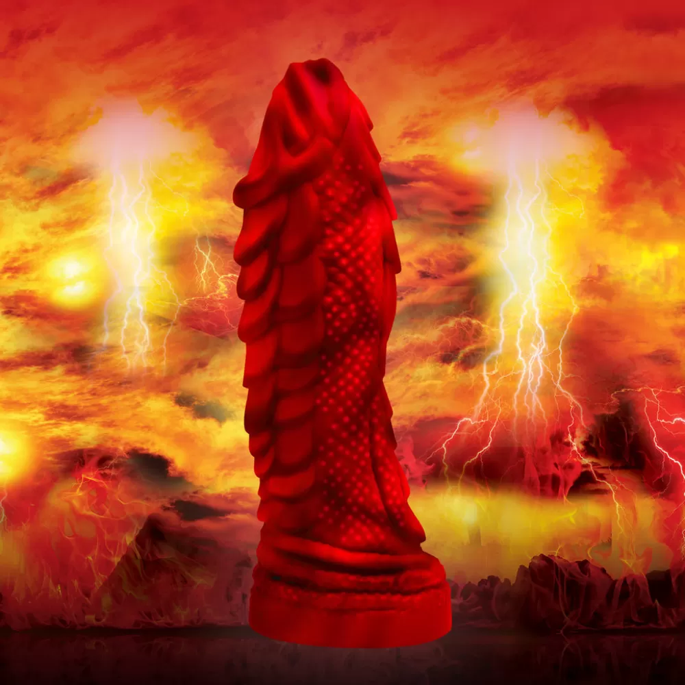 Best Sale Healthy & Active Fire Dragon Red Scaly Silicone Dildo