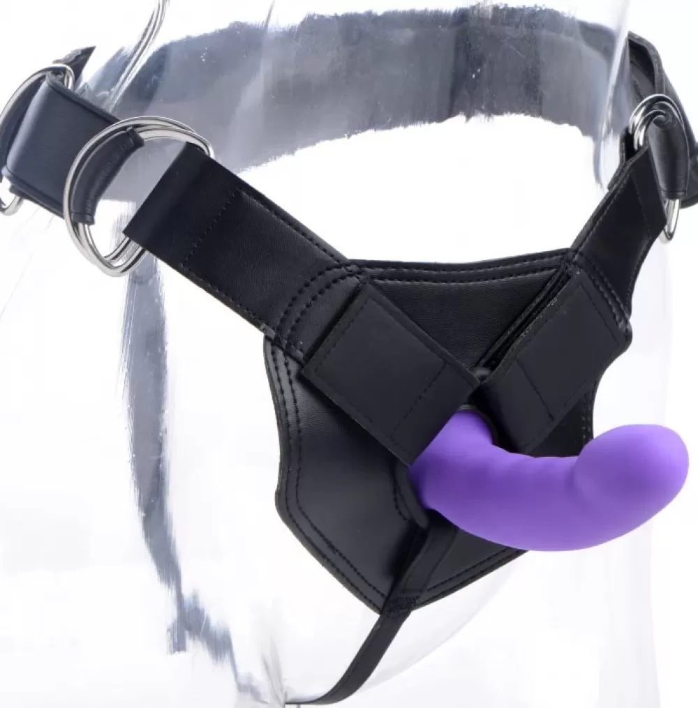 Cheap Healthy & Active Flaunt Strap On with Purple Silicone Dildo
