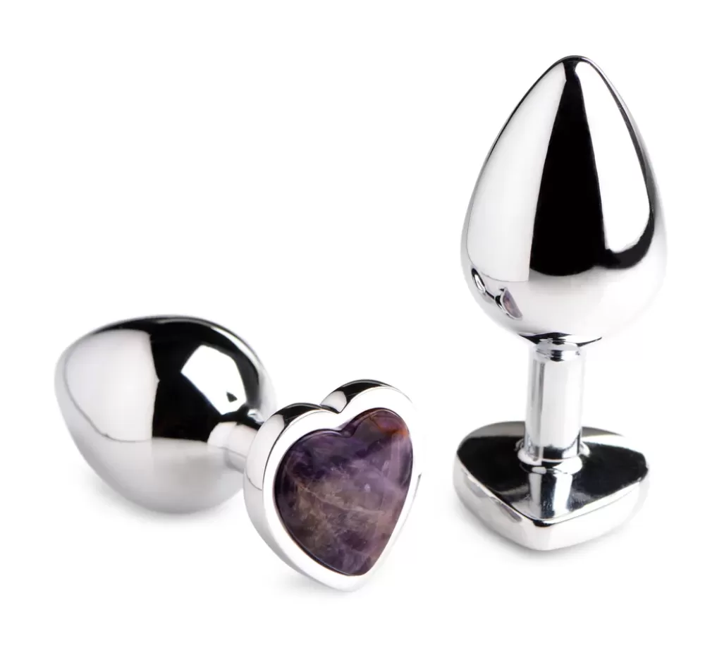 Clearance Healthy & Active Genuine Amethyst Gemstone Heart Anal Plug