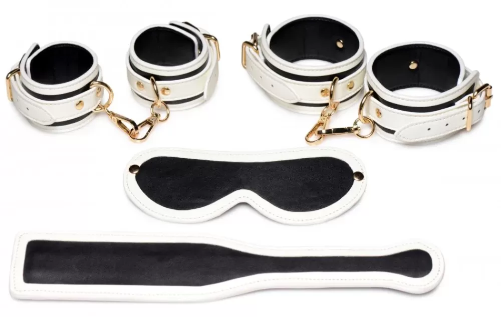Shop Healthy & Active Kink in the Dark Glowing Cuffs Blindfold and Paddle Bondage Set