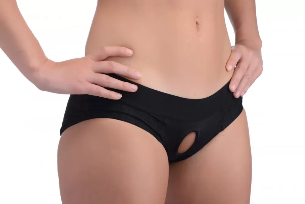 Cheap Healthy & Active Lace Envy Black Crotchless Panty Harness