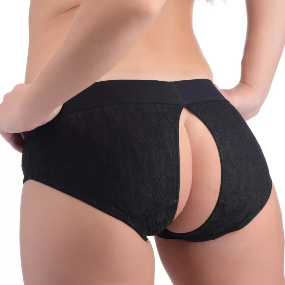 Shop Healthy & Active Lace Envy Black Pegging Set with Lace Crotchless Panty Harness and Dildo - L-XL