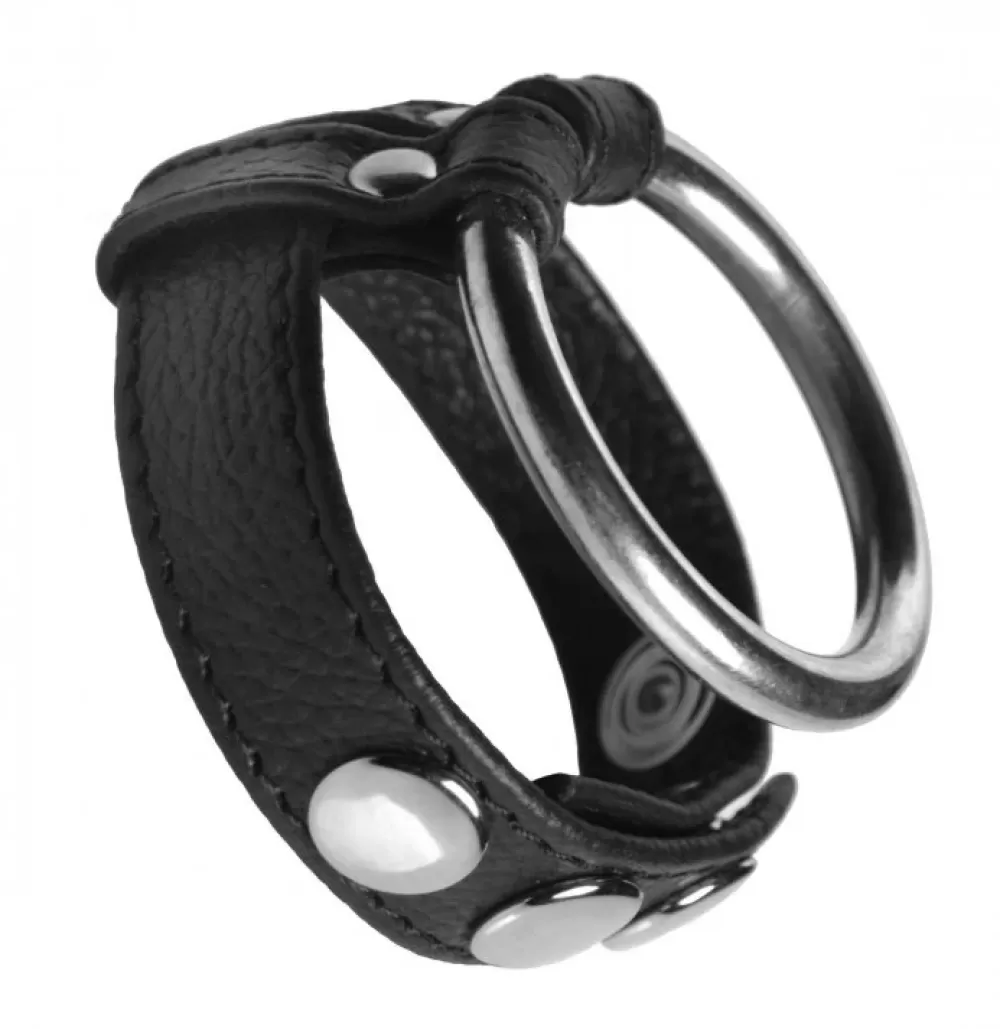 Hot Healthy & Active Leather Steel Cock and Ball Ring
