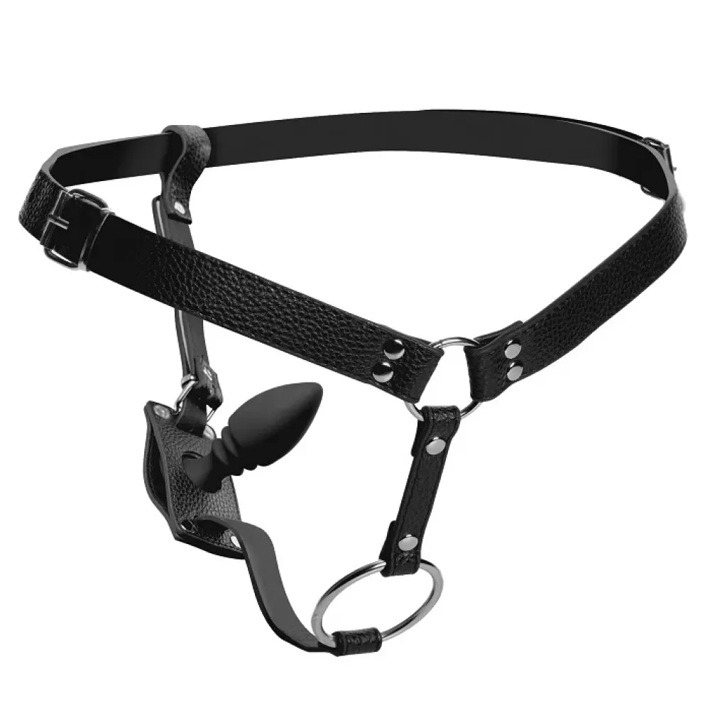 Hot Healthy & Active Male Cock Ring Harness with Silicone Anal Plug
