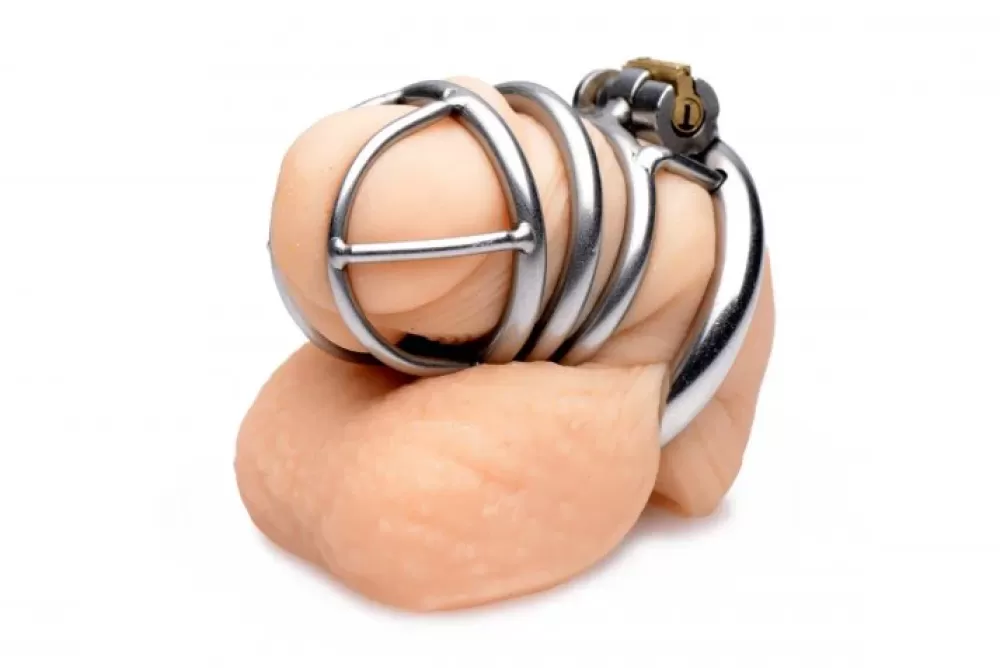 Hot Healthy & Active Pen Deluxe Stainless Steel Locking Chastity Cage
