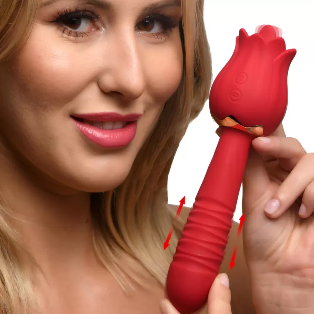 Discount Healthy & Active Racy Rose Thrusting and Licking Rose Vibrator