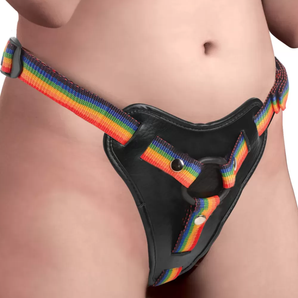 Best Sale Healthy & Active Rainbow Strap On Harness with Silicone O-Rings