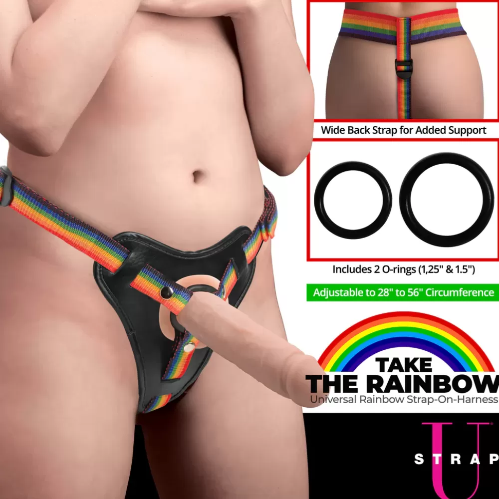 Best Sale Healthy & Active Rainbow Strap On Harness with Silicone O-Rings