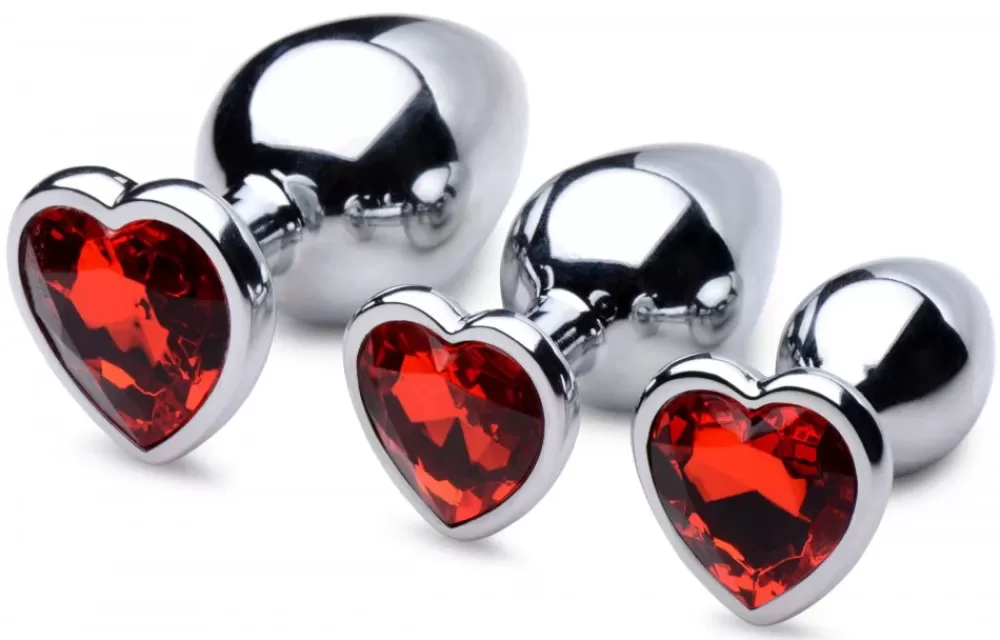 Sale Healthy & Active Red Heart Gem Anal Plug Set