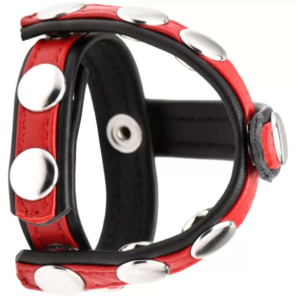 Cheap Healthy & Active Red Leather Snap-On Penis Harness