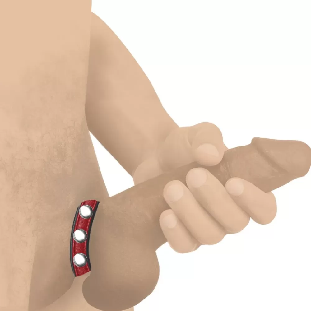 Clearance Healthy & Active Red Leather Speed Snap Penis Ring