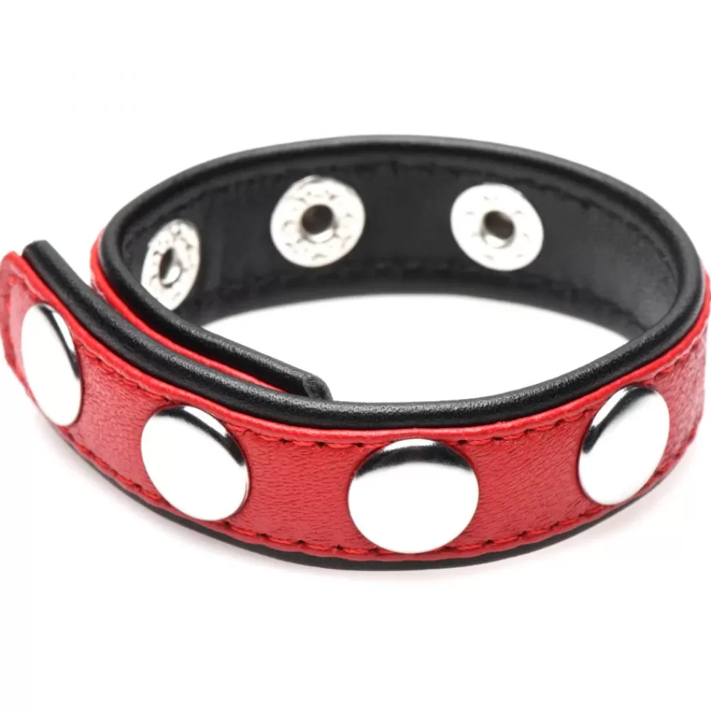Clearance Healthy & Active Red Leather Speed Snap Penis Ring