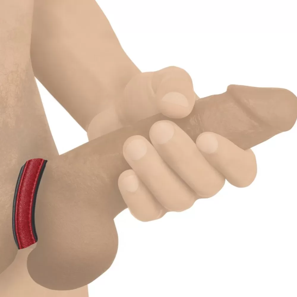 Discount Healthy & Active Red Velcro Leather Cock Ring