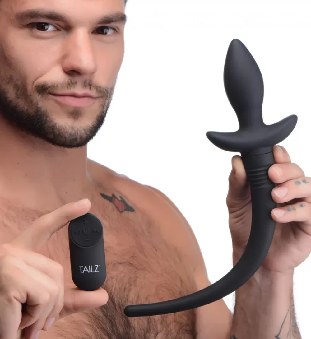 Fashion Healthy & Active Remote Control Wagging and Vibrating Puppy Tail Anal Plug