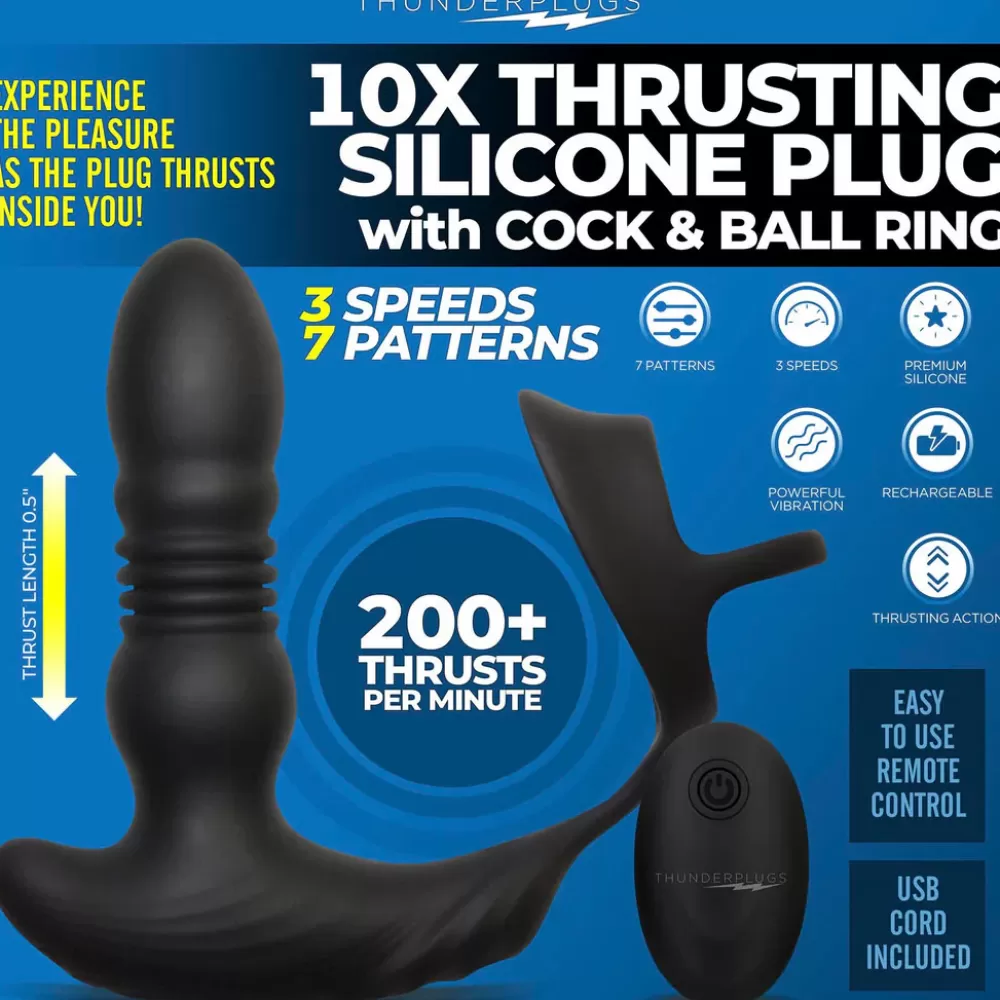 New Healthy & Active Remote Thrusting Vibrator with C&B Ring
