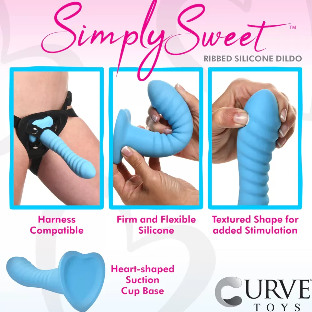 Sale Healthy & Active Ribbed Silicone Blue Dildo