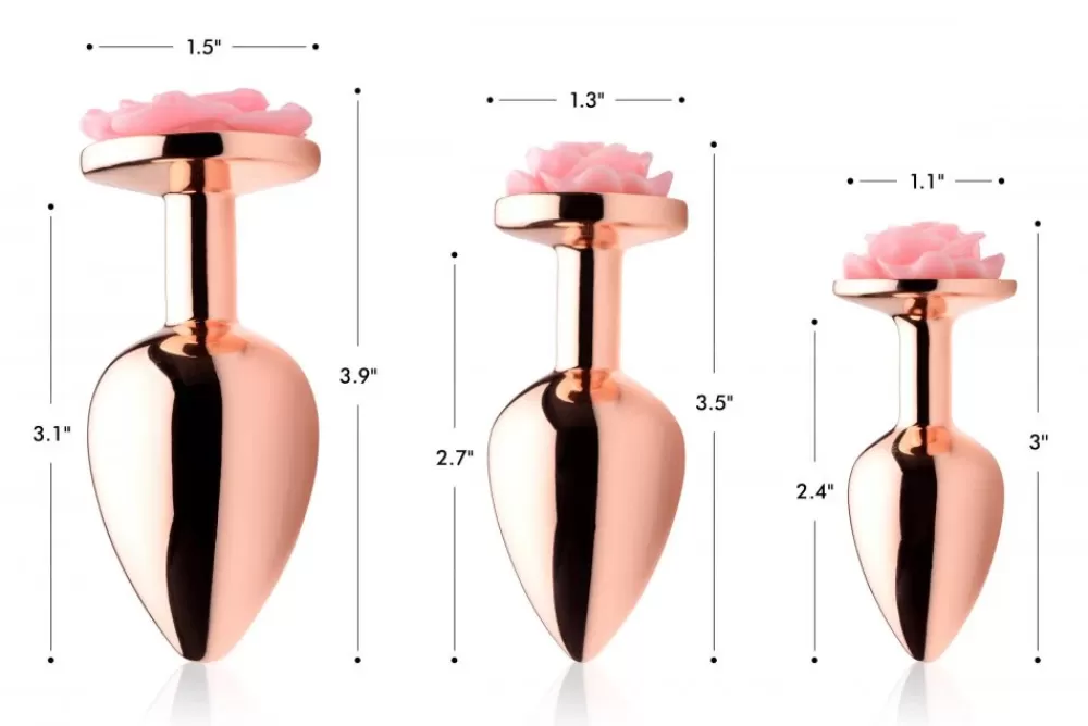Fashion Healthy & Active Rose Gold Anal Plug with Pink Flower