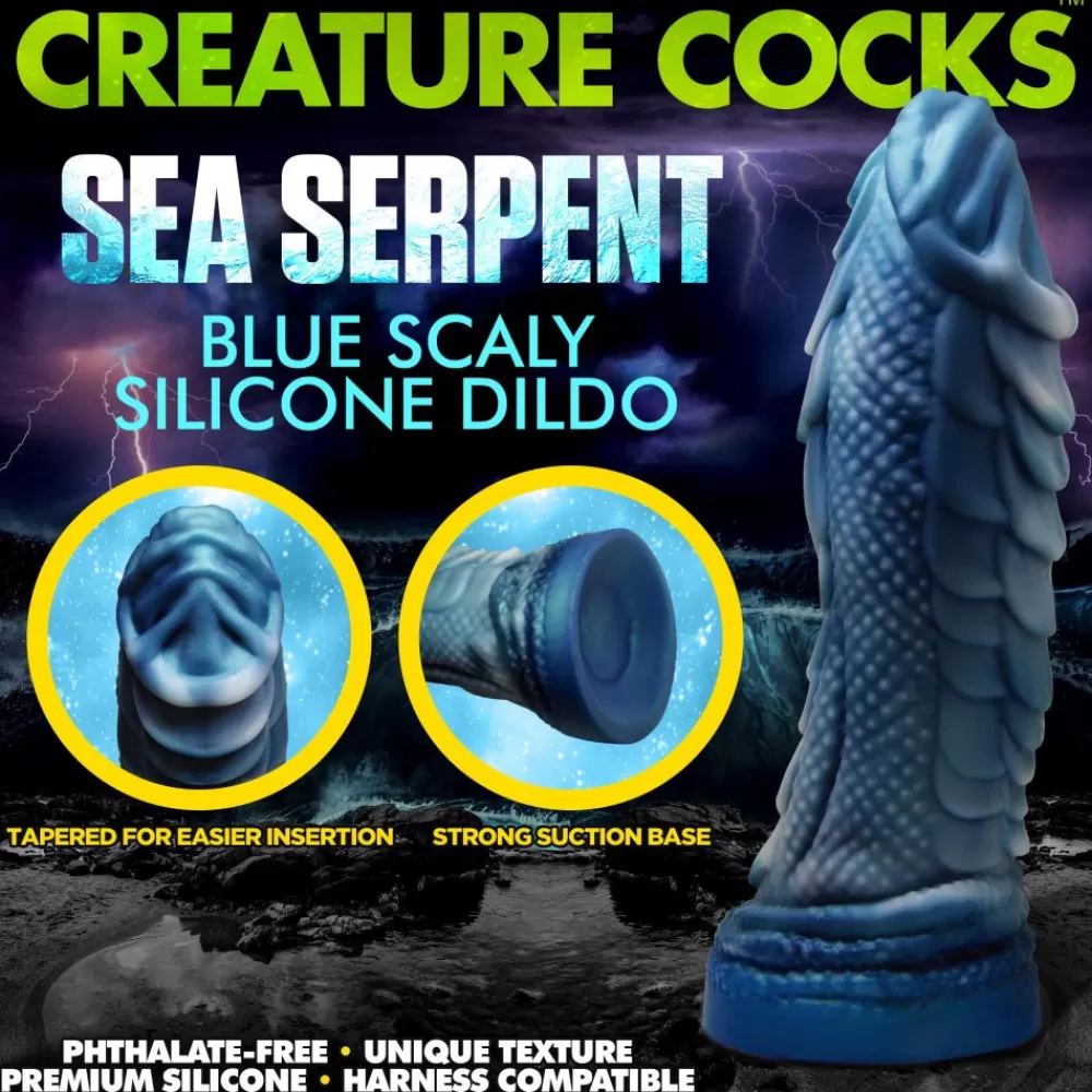 Best Sale Healthy & Active Sea Serpent Blue Scaly Silicone Dildo